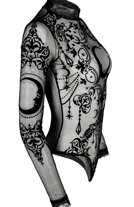 Siateczkowe body z księżycem CRESCENT BODYSUIT-Restyle Clearance