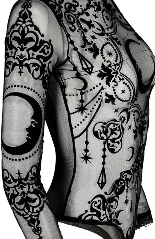 Siateczkowe body z księżycem CRESCENT BODYSUIT-Restyle Clearance