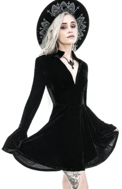 Sukienka aksamitna DRACULINA DRESS z głębokim dekoltem-Restyle Online