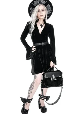 Sukienka aksamitna DRACULINA DRESS z głębokim dekoltem-Restyle Online
