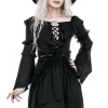 Sukienka gotycka BARDOT DRESS z falbanami i wiązaniem-Restyle Sale