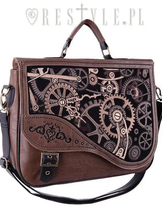 Teczka brązowa steampunkowa torba "BROWN MECHANISM"-Restyle Hot
