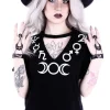 V-neck z chokerem gotycka koszulka z symbolami "SYMBOLS"-Restyle New