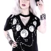 V-neck z chokerem gotycka koszulka z fazami księżyca "MOON PHASES"-Restyle Hot