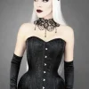 WH BROCADE OVERBUST Czarny, gotycki gorset mocno modelujący talię-Restyle Fashion