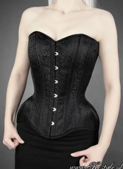 WH BROCADE OVERBUST Czarny, gotycki gorset mocno modelujący talię-Restyle Fashion