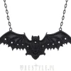 Wisior czarny nietoperz koronkowy, naszyjnik księżyc "LACE BAT BLACK PENDANT"-Restyle Clearance