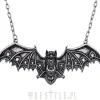 Wisior srebrny nietoperz koronkowy, naszyjnik księżyc "LACE BAT SILVER PENDANT"-Restyle Clearance