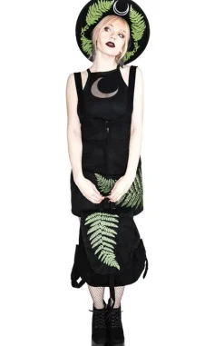 Zamszowy plecak z klapą i haftem paproci FERN BACKPACK-Restyle Fashion
