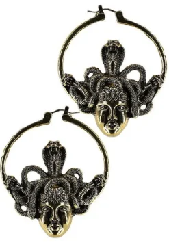 Złote Kolczyki Meduza Hoop Earrings-Restyle Hot